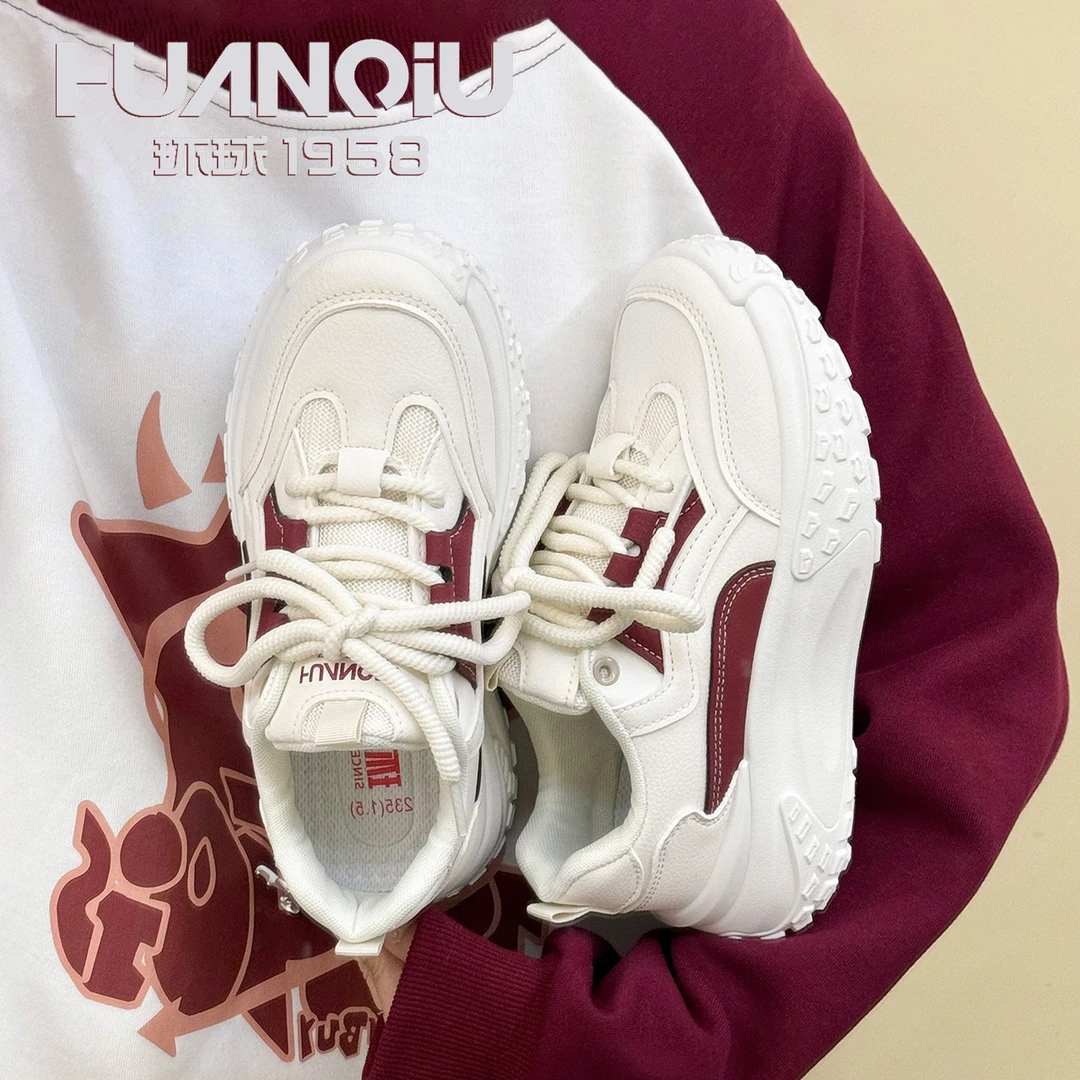 HUANQIU/环球2024秋季新款百搭运动鞋厚底春秋小众透气春季学生鞋