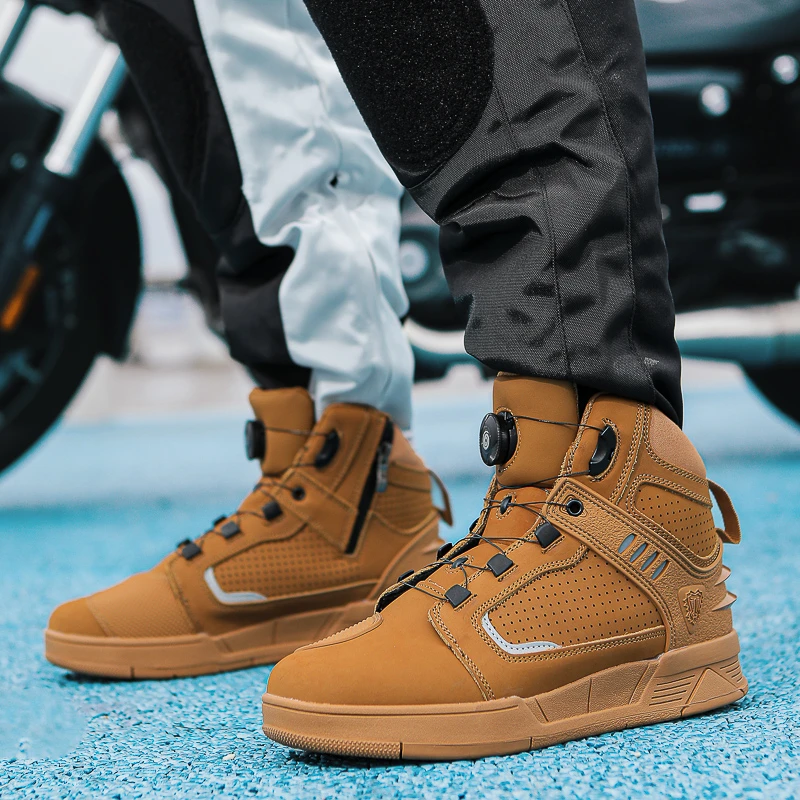 九股狼秋季骑行靴摩托车四季防滑男女透气板鞋通勤骑行鞋机车装备