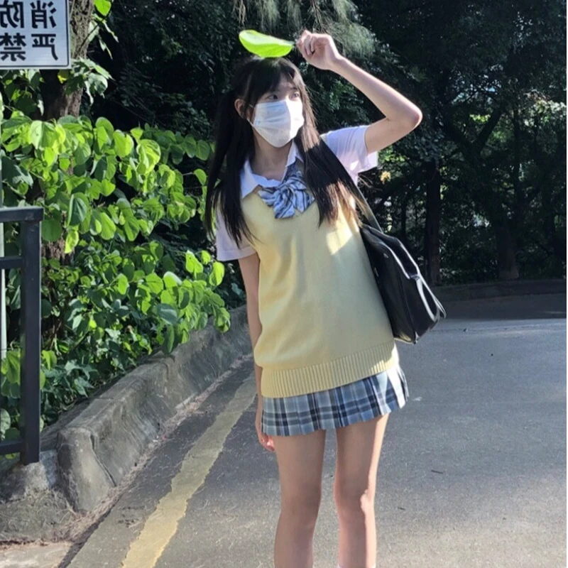 【背心马甲】麻薯家JK制服V领毛衣套头保暖百搭纯色针织衫马甲甜美