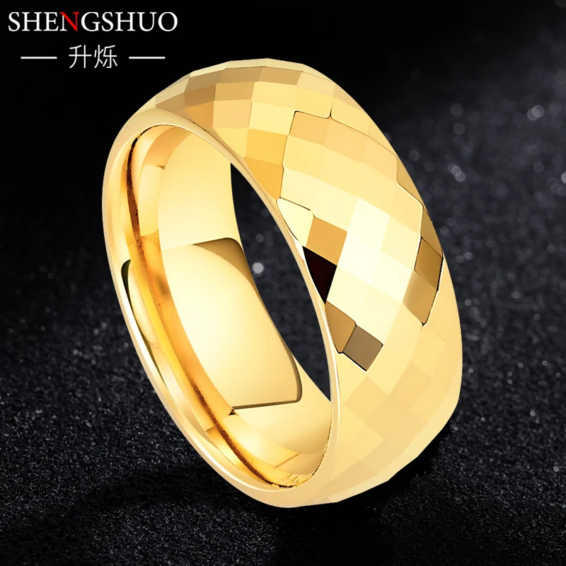 钨金戒指 菱形金色男士戒指高级感食指轻奢小众指环单身装饰个性