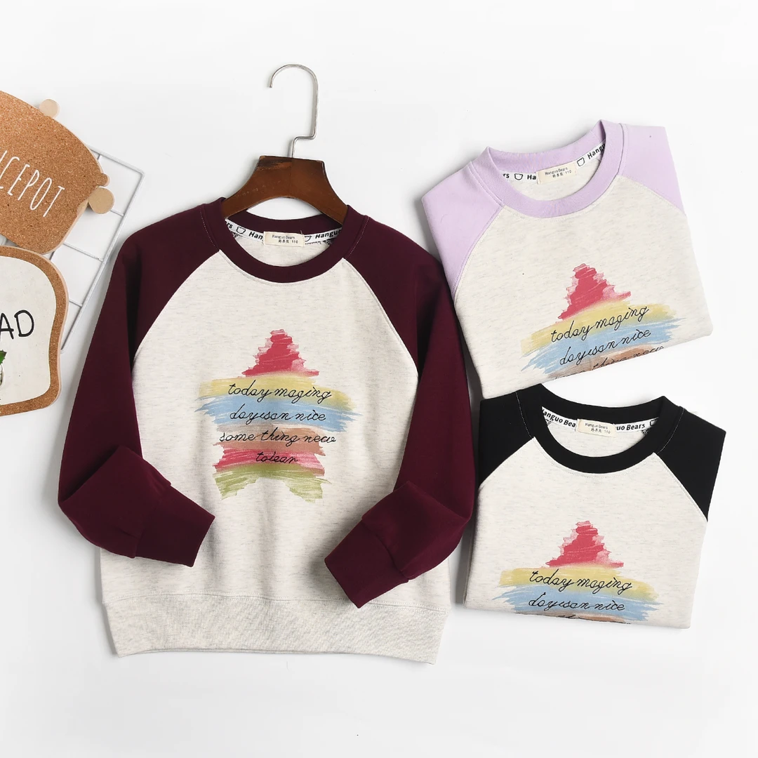 24年秋女童圆领双纱卫衣 中大童彩印五角星卫衣（6601）