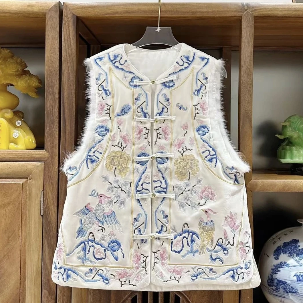 新中式国风马甲无袖国潮风刺绣宽松百搭女（9337）