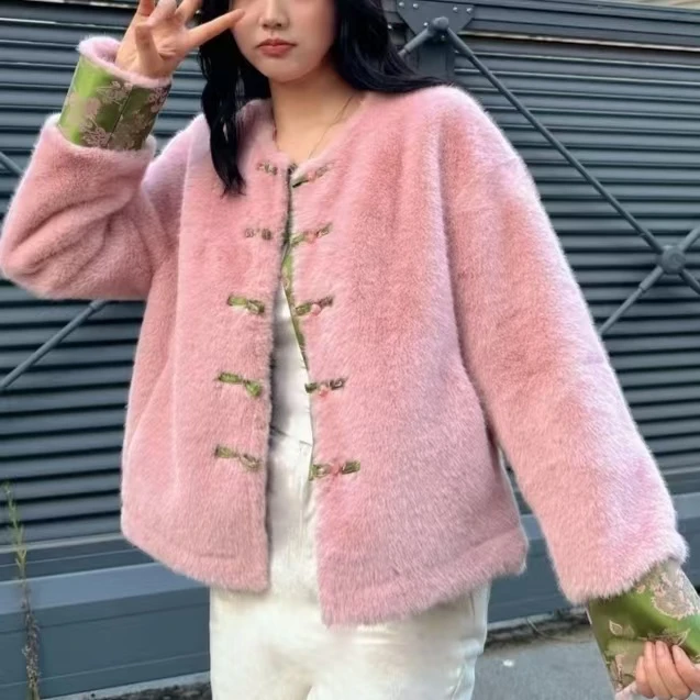 （6820）秋冬新中式国风毛毛外套