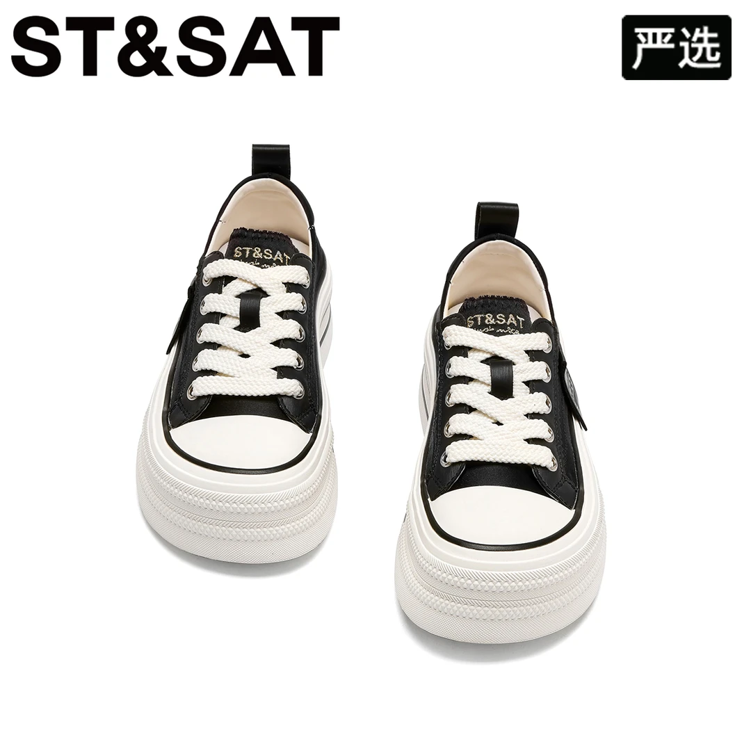 星期六松糕厚底帆布鞋女秋季25年新款休闲板鞋女款透气运动小白鞋