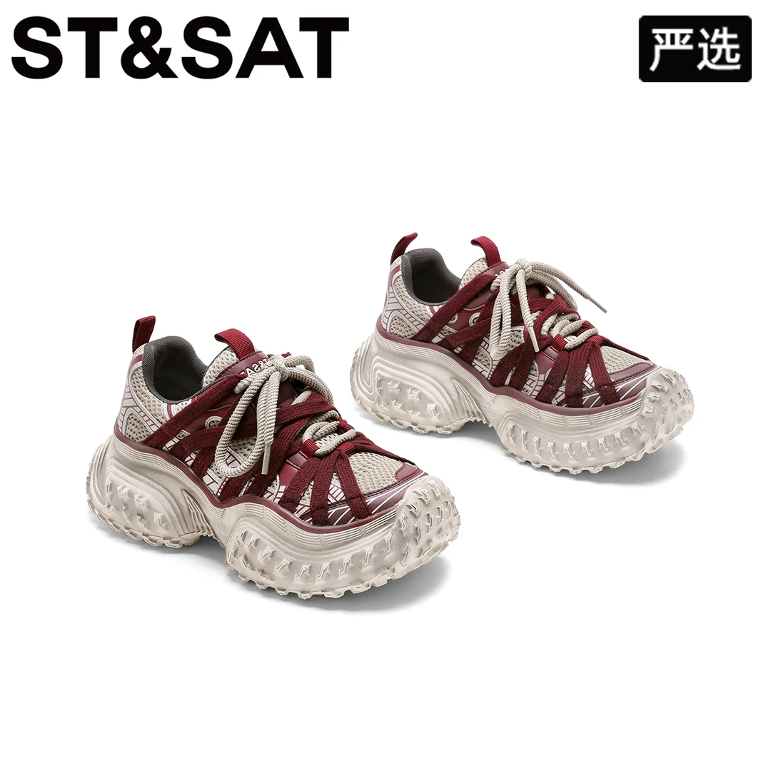 星期六网红爆款复古老爹鞋女款秋季2025新款休闲厚底榴莲轮胎潮鞋