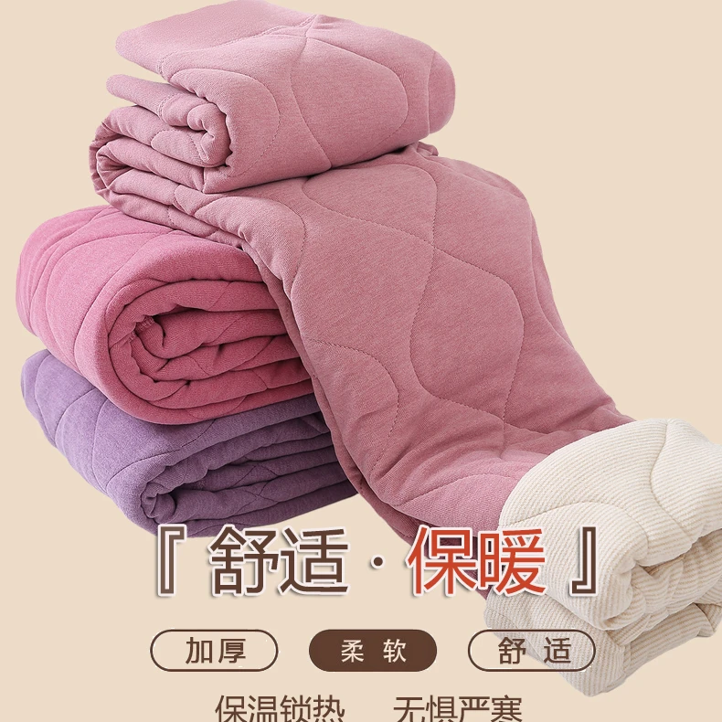 女士冬季内穿棉裤柔软舒适夹棉三层加厚秋裤保暖裤高腰弹力有护膝