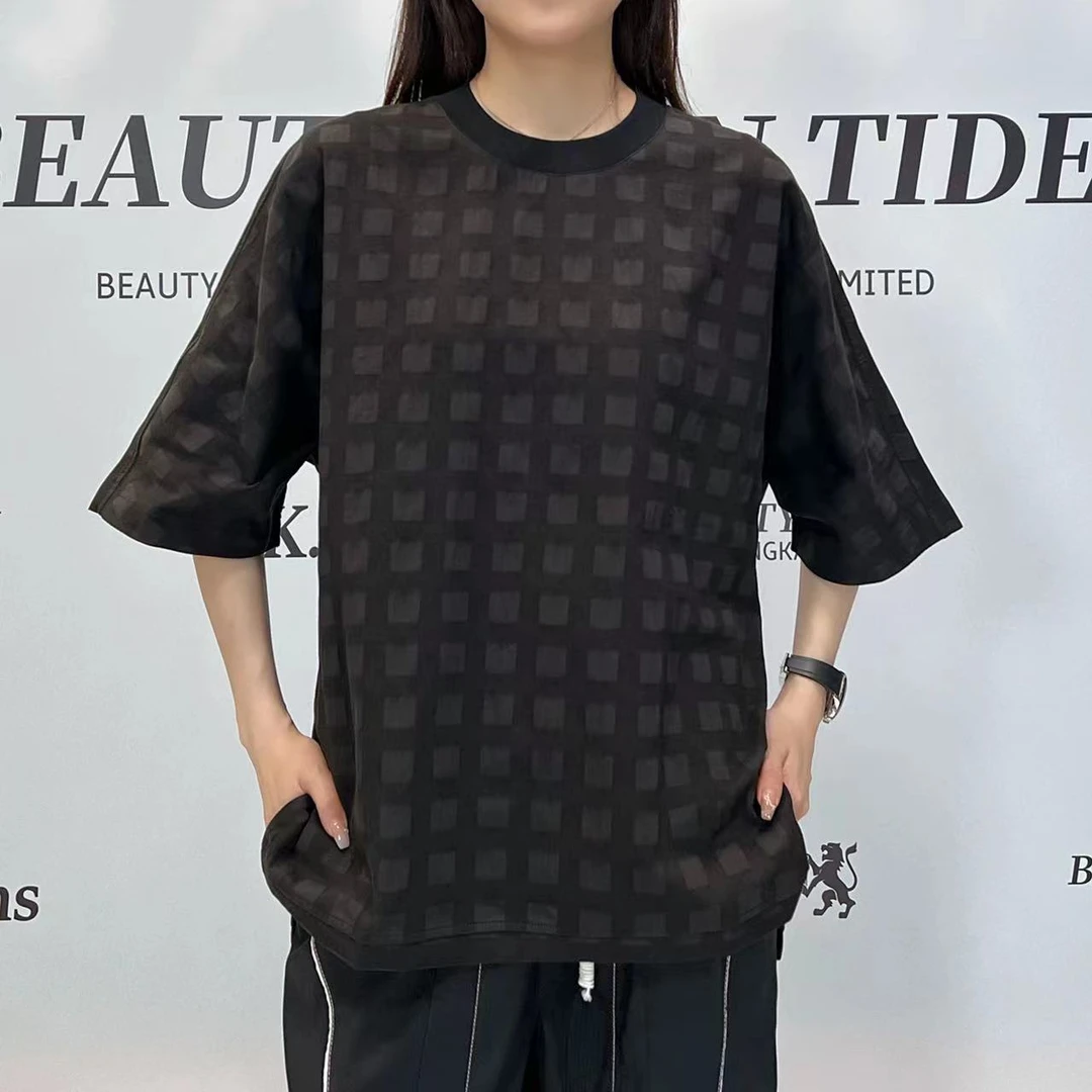 H·K【暗金༒系列】美獅潮牌原创高定暗格宽松中袖休闲T恤