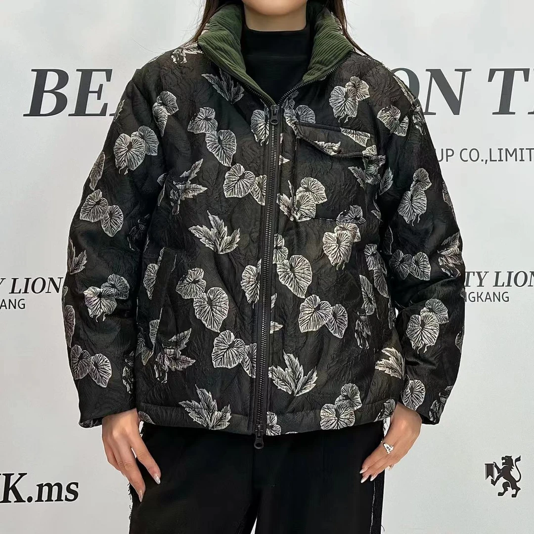 H·K美狮潮牌时尚港风宽松休闲印花羽绒服