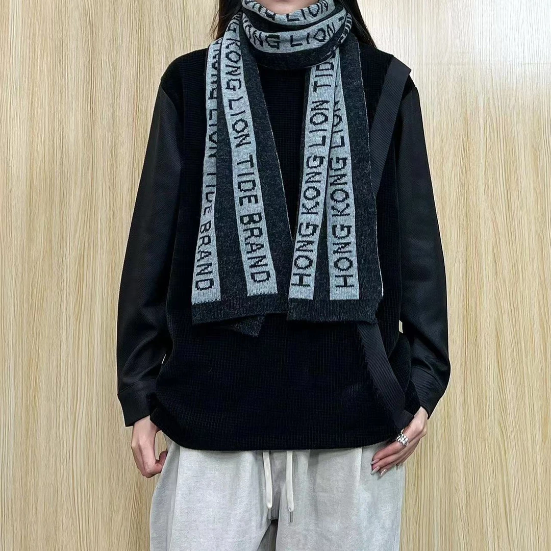 H·K美狮潮牌港风复古经典气质百搭围巾