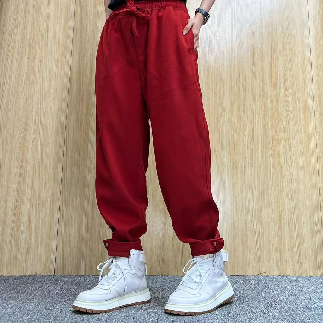 H·K美狮潮牌港风定制束脚百搭时尚加厚纯色休闲裤