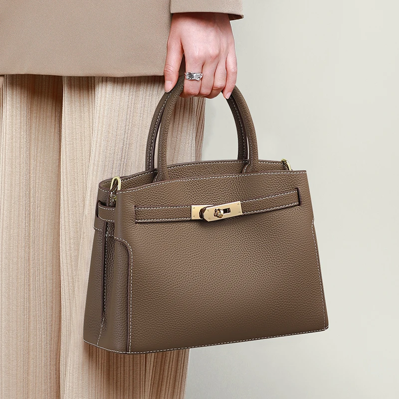 真皮手提包包女包百搭2024新款高档时尚斜挎包简约女士气质通勤包