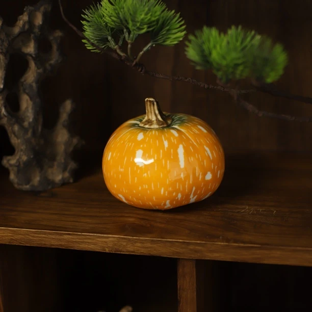 七彩石 景德镇仿生陶瓷南瓜高温颜色手绘不变色茶桌摆件造景茶宠