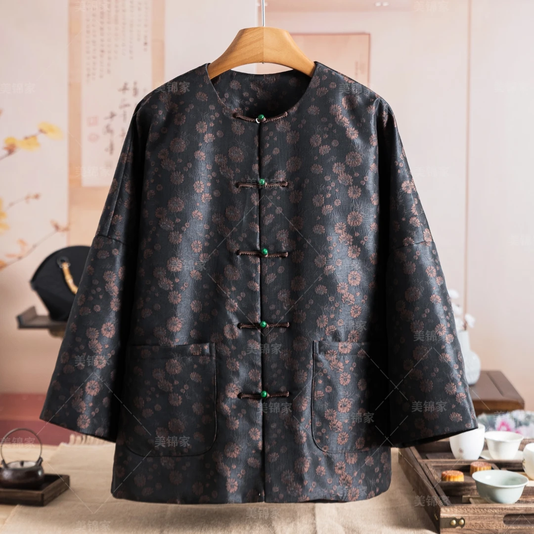 Y【美锦家】新中式国风女款冬季圆领中襟棉服242676