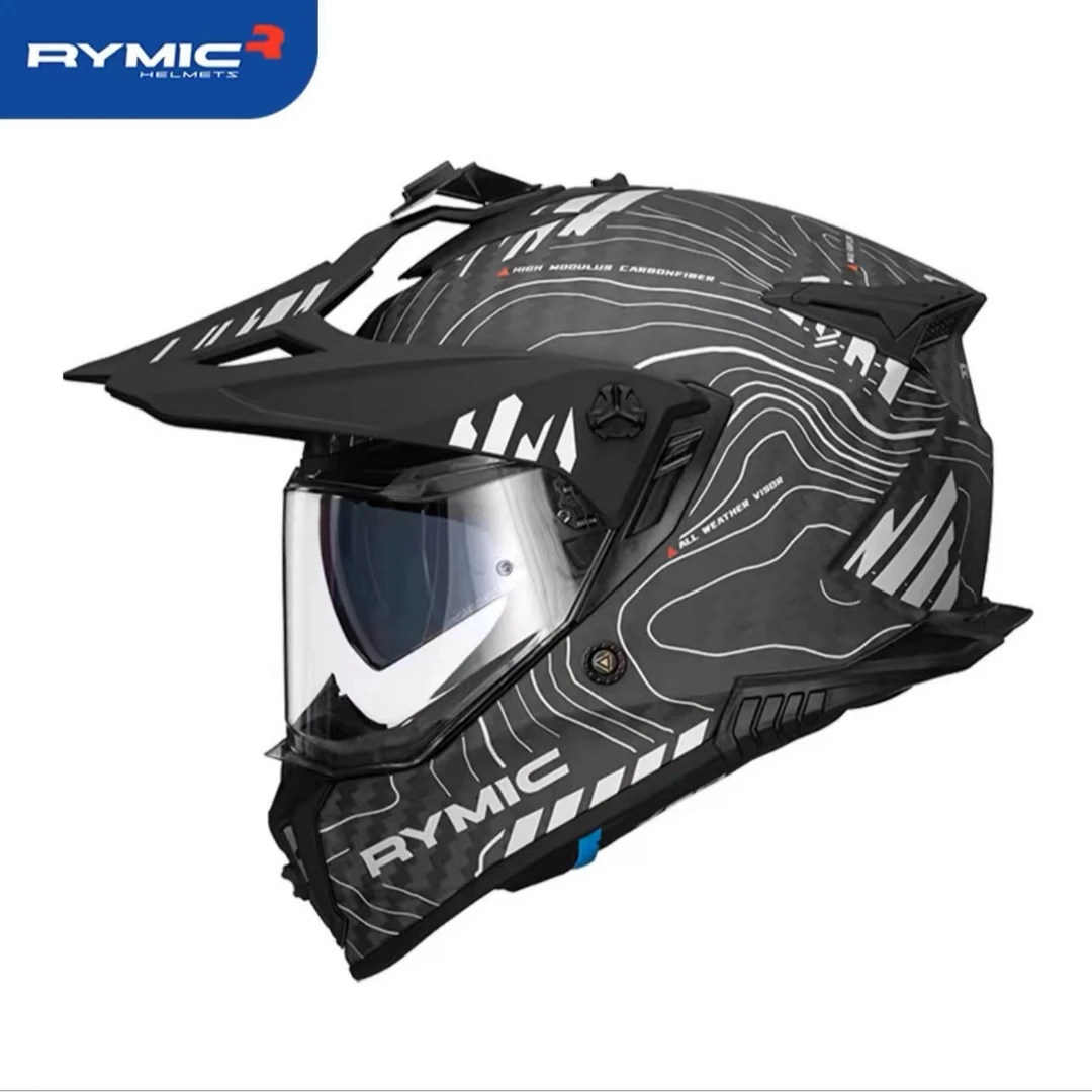 RYMIC睿觅X60碳纤维拉力摩托车头盔男女机车越野双镜四季全盔新3C
