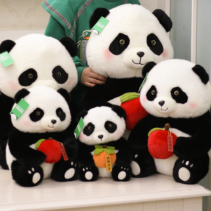 正版可爱苹果柿子花花熊猫毛绒玩具公仔玩偶成都基地同款生日礼物