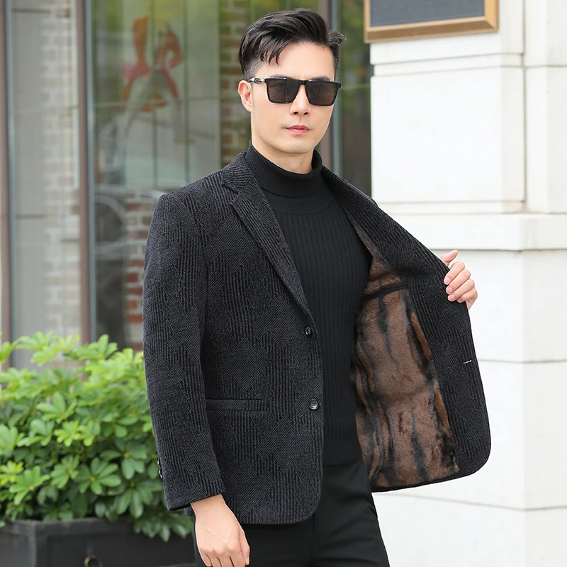 培蒙2023中青年中国结高档提花加绒加厚28到68岁的百搭西服上衣