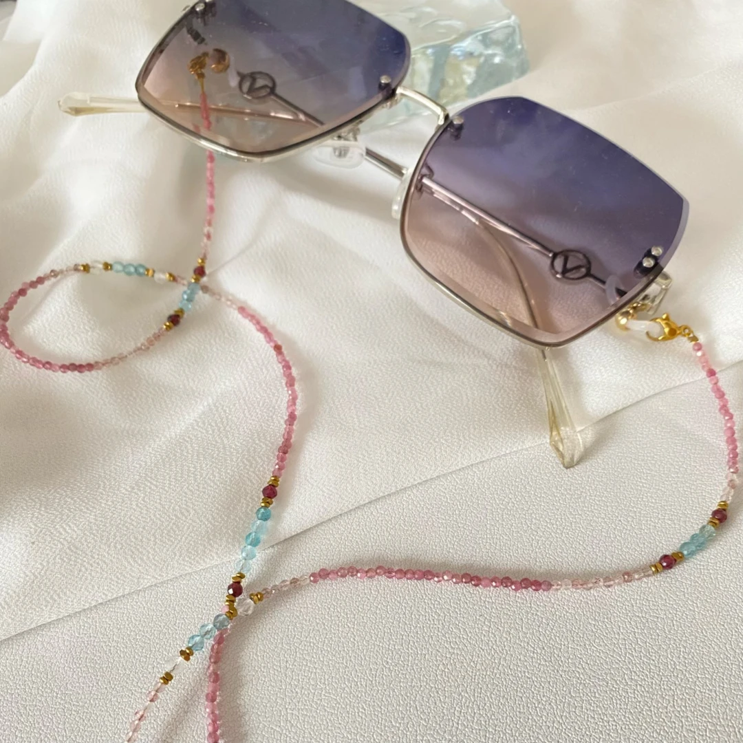 【繁花】天然水晶眼镜链时尚超细国风项链耳机链创意新中式墨镜配饰