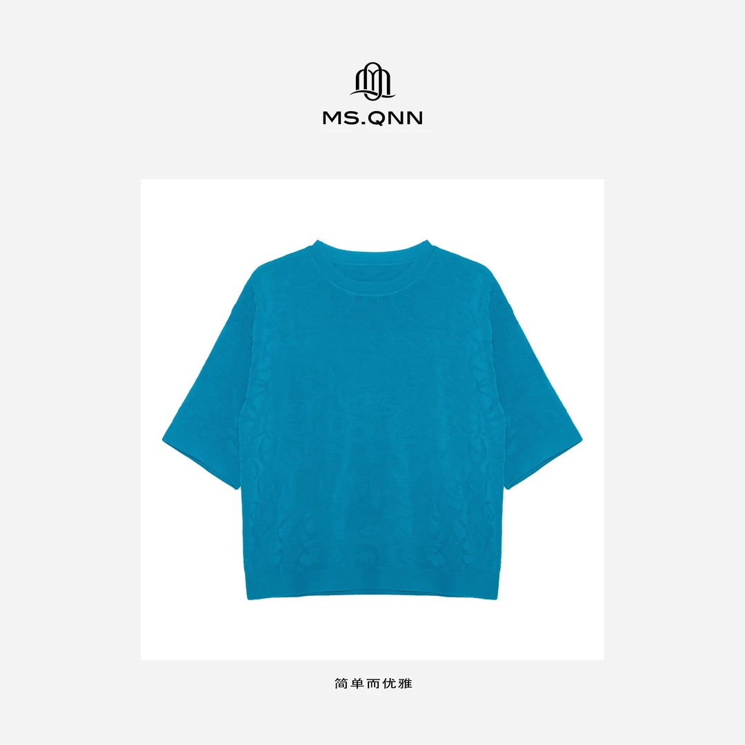 Ms.Qnn“马蹄扣提花”百搭时尚女士圆领毛衣针织衫 36T256 Q姐