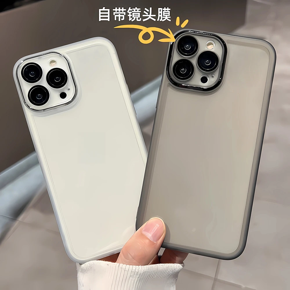 适用苹果14Pro手机壳自带镜头膜12简约iPhone13promax全包11透明x