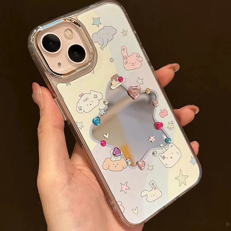 五角星小兔子镜面iphone14手机壳苹果13promax防摔11/12高级感7/8