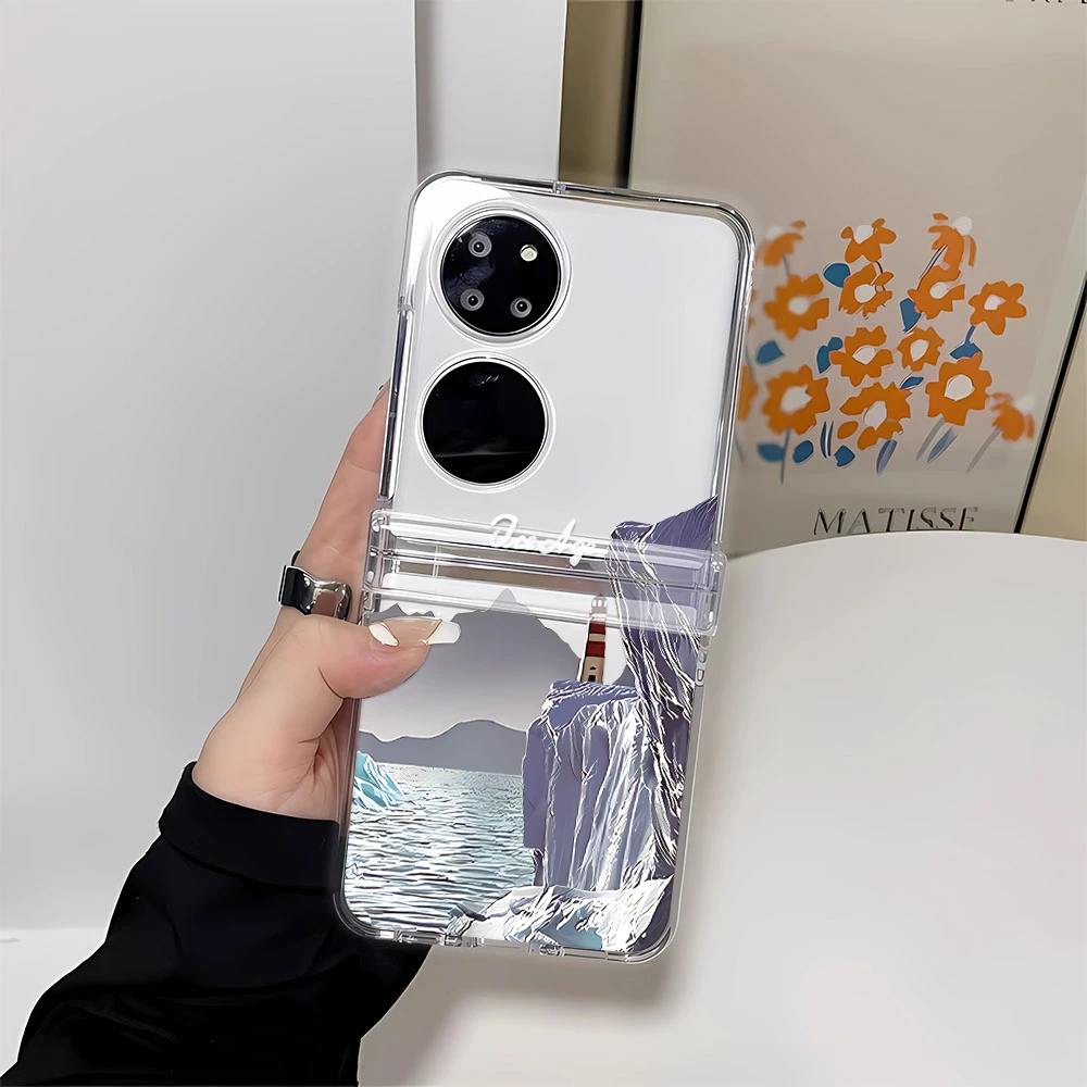 冰山灯塔适用华为P50PocketS折叠硬OPPON2N3三星ZFlip手机壳ZFold