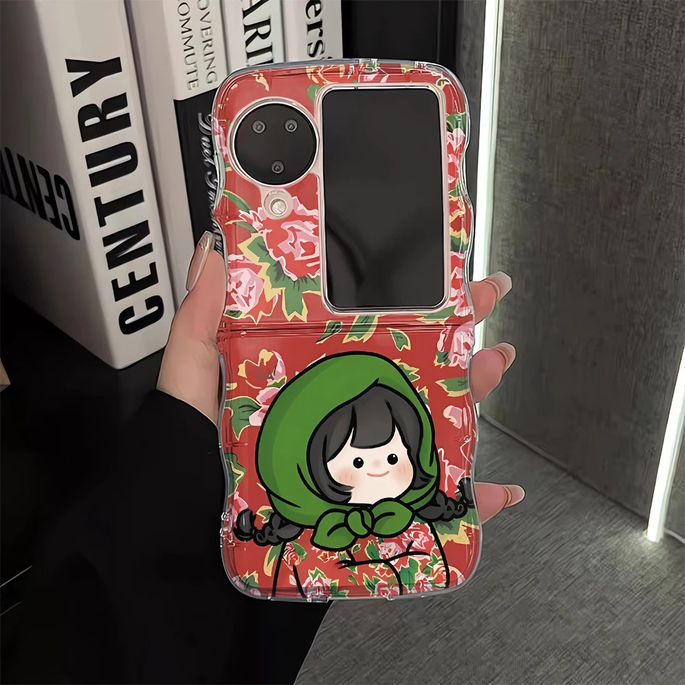 花棉袄女孩适用OPPOFindN2Flip手机壳折叠屏findn3flip全包软壳