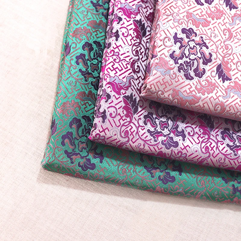 《FS034芙蓉花》仿宋锦衬衫上衣马甲布料国风提花汉服服装面料