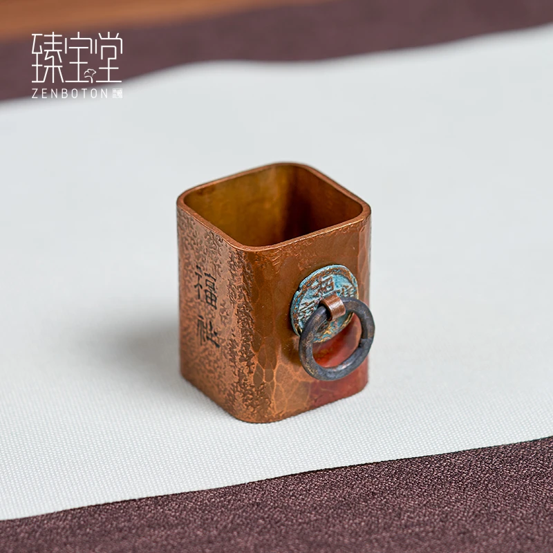ZENBOTON/臻宝堂福祉盈门盖置-纯铜纯手工壶盖托紫铜茶搁架