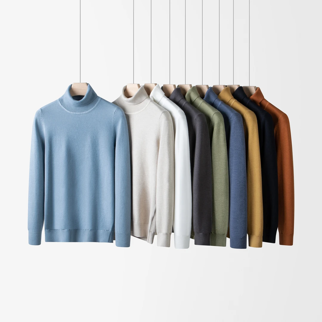 【03含绵羊毛】M6000男装高领毛衣春秋季保暖纯色修身打底针织衫