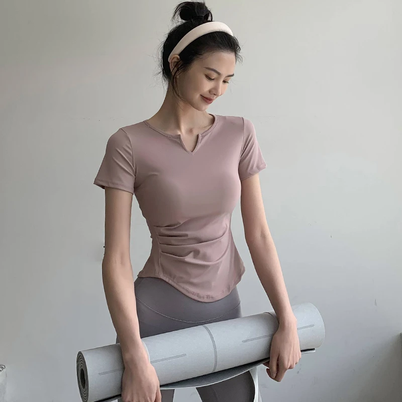 高级感瑜伽服跑步运动上衣修身显瘦短袖t恤速干透气普拉提健身服