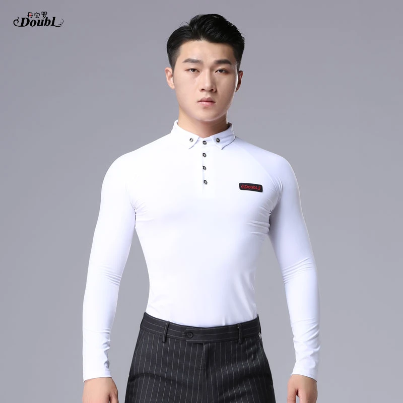 【男长袖衬衣】丹宝罗新款拉丁舞摩登舞舞衣练功服男成人跳舞上衣