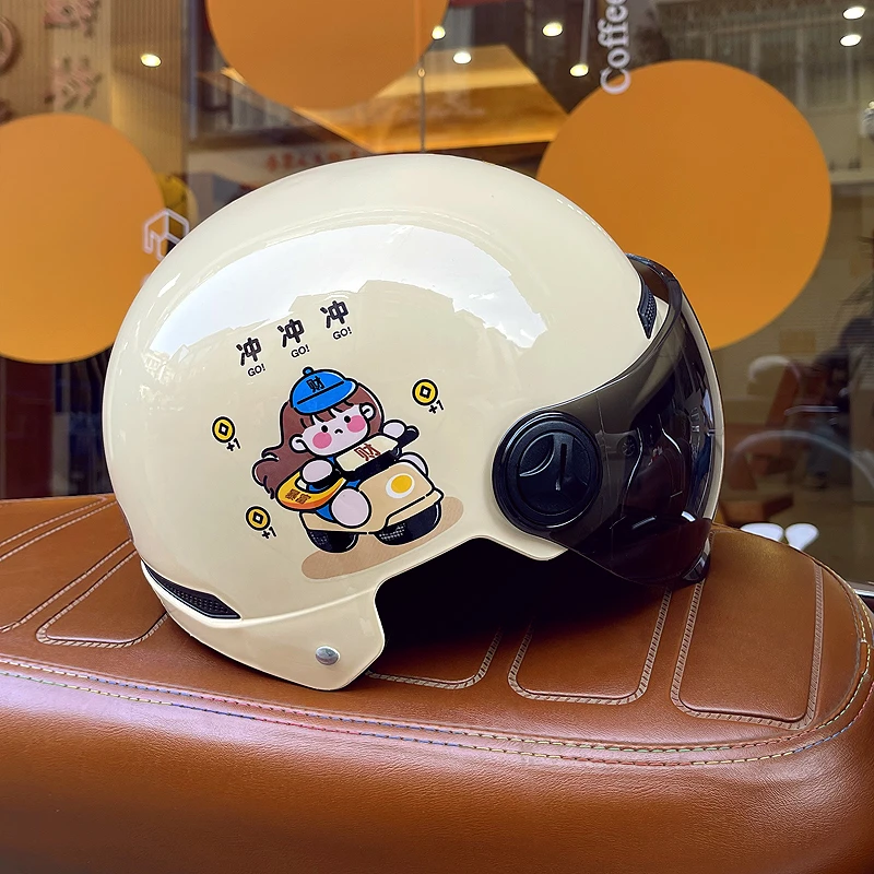 可爱3c认证电动车头盔女款夏季学生安全半盔夏天透气防晒轻便卡通