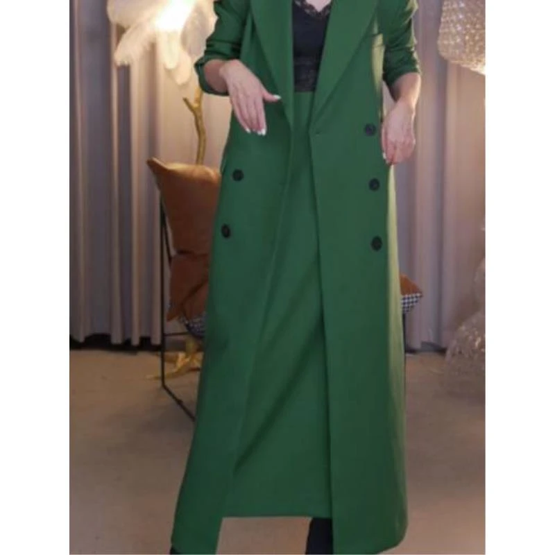 《范范高定》设计师款风衣十裙子 绿色