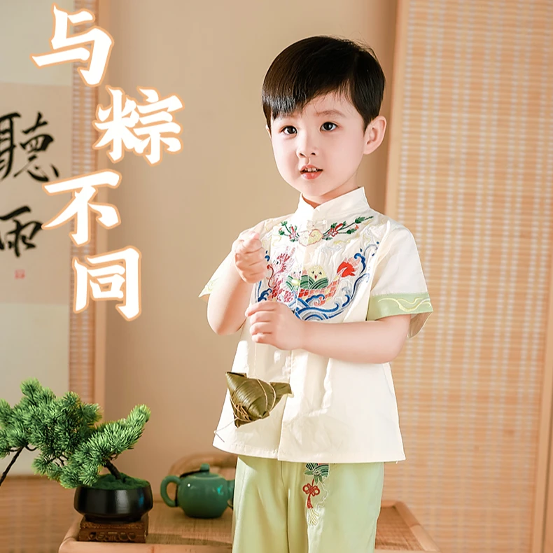【与粽不同】男童新中式小唐装夏季纯棉新款中国风儿童复古幼儿园