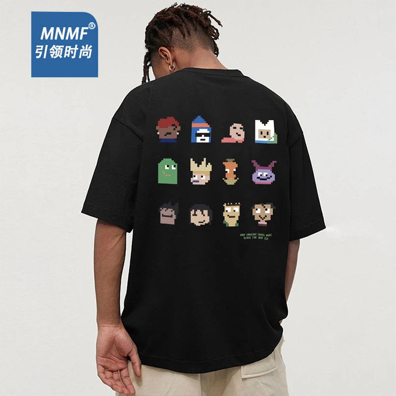 mnmf美式潮牌设计感字母印花重磅短袖t恤男士夏宽松ins情侣打底衫