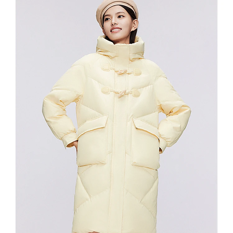 波司登冬季品质女中长款连帽宽松休闲轻暖感羽绒服B30145922XS