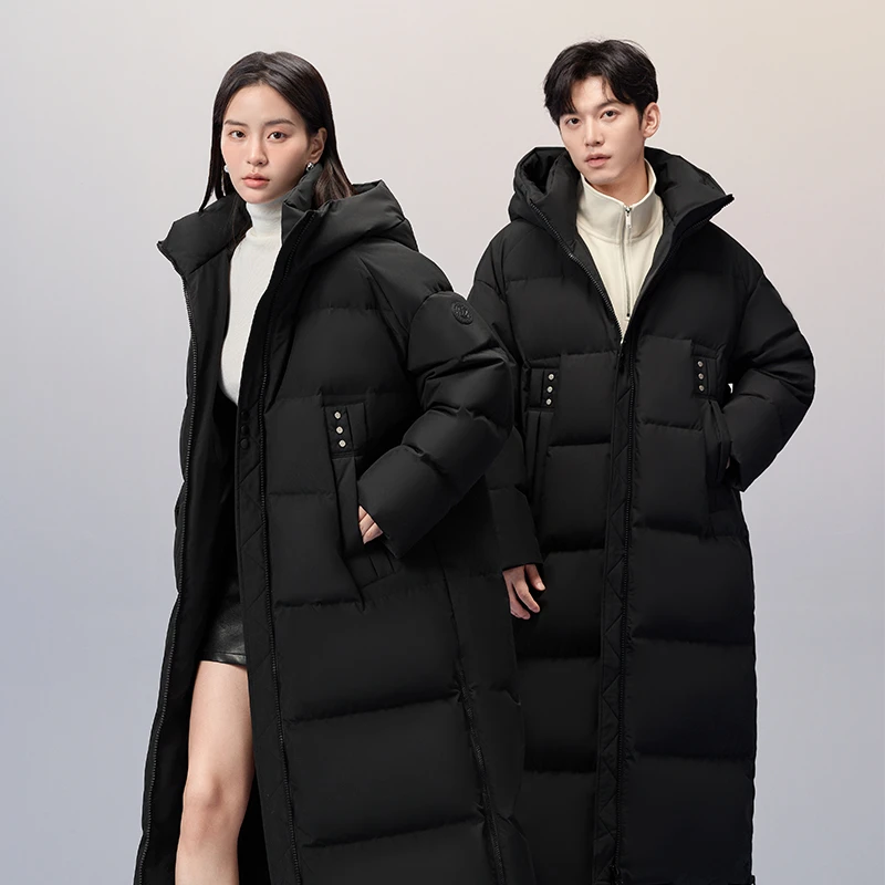 波司登2024新款连帽长款羽绒服冬季蓄热情侣款5909DY