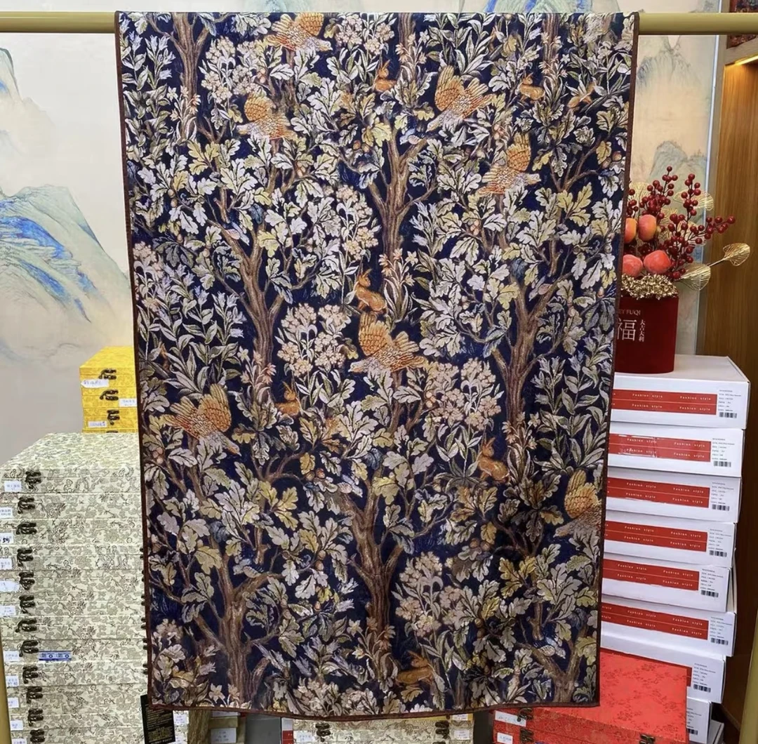 【热带雨林】70*180长巾香云老料重锻提花丝巾高端围巾气质时尚披肩