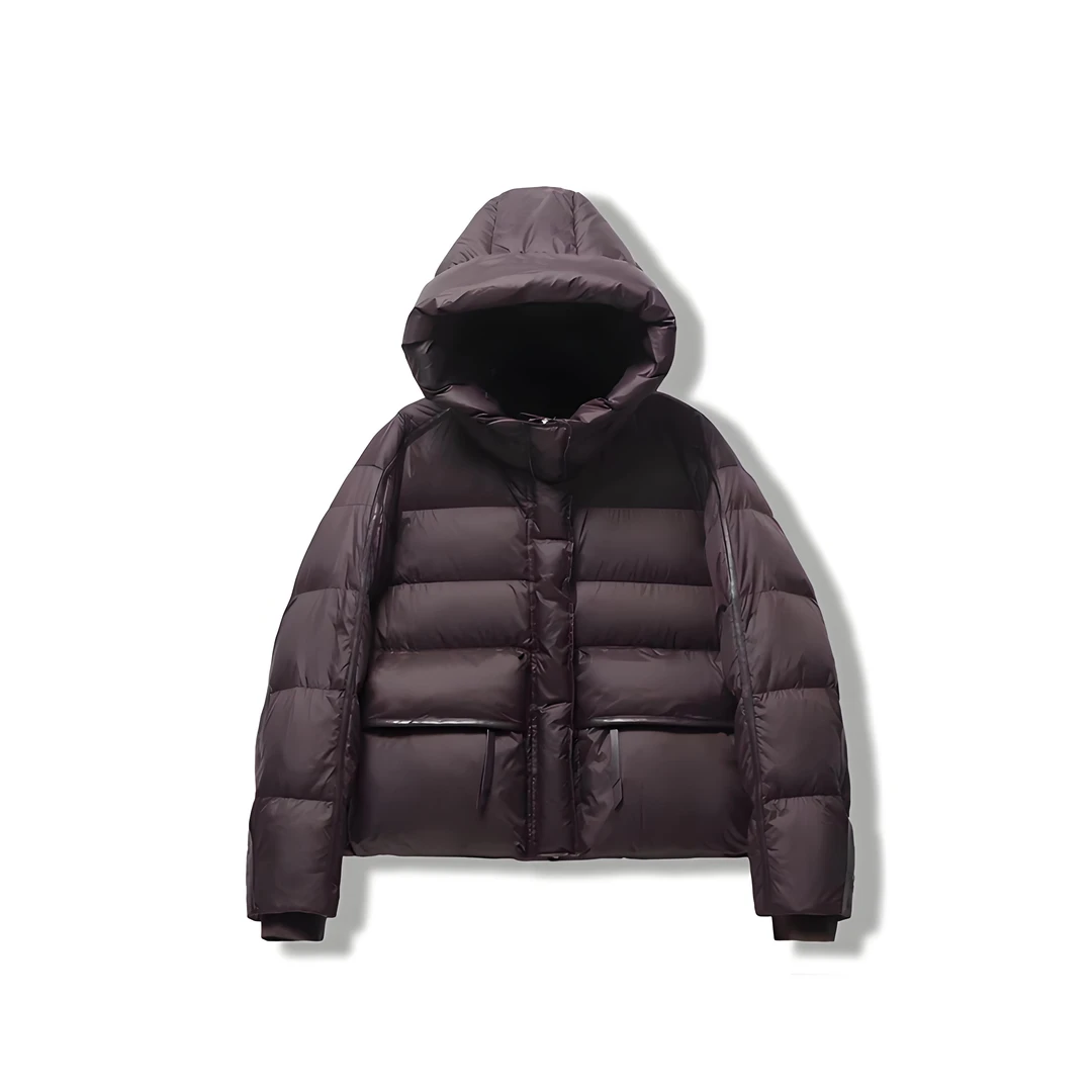 【三十梦】欧货连帽短款羽绒服女90鸭绒加厚面包服 85880018