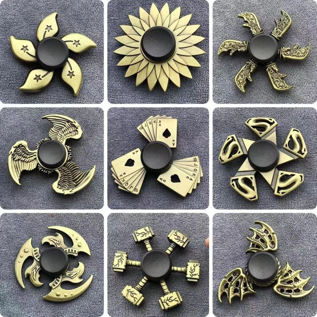 新款网红减压指尖陀螺儿童古铜手指旋转陀螺手动合金解压玩具金属