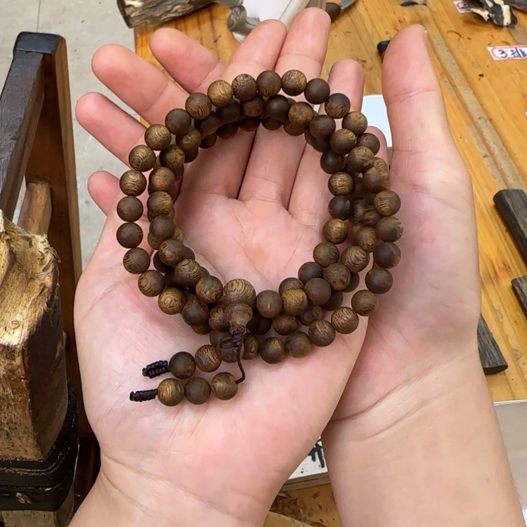沉香手串0.8规格28克虎斑紫棋