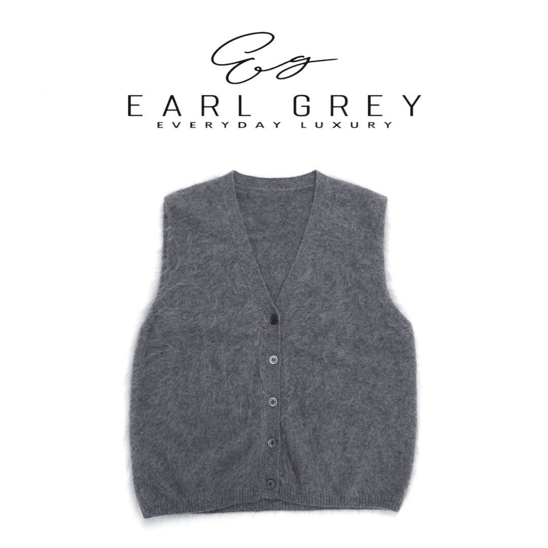 EarlGrey/东冀纯山羊绒针织时尚休闲百搭女士灰色无袖简约轻奢