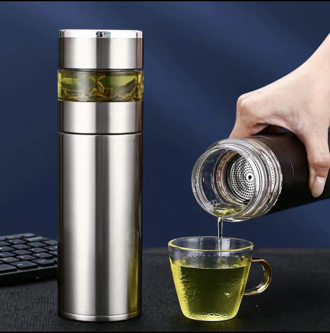 316数显刻字学生不锈钢保温杯过滤泡茶杯高档便携双层茶水分离杯