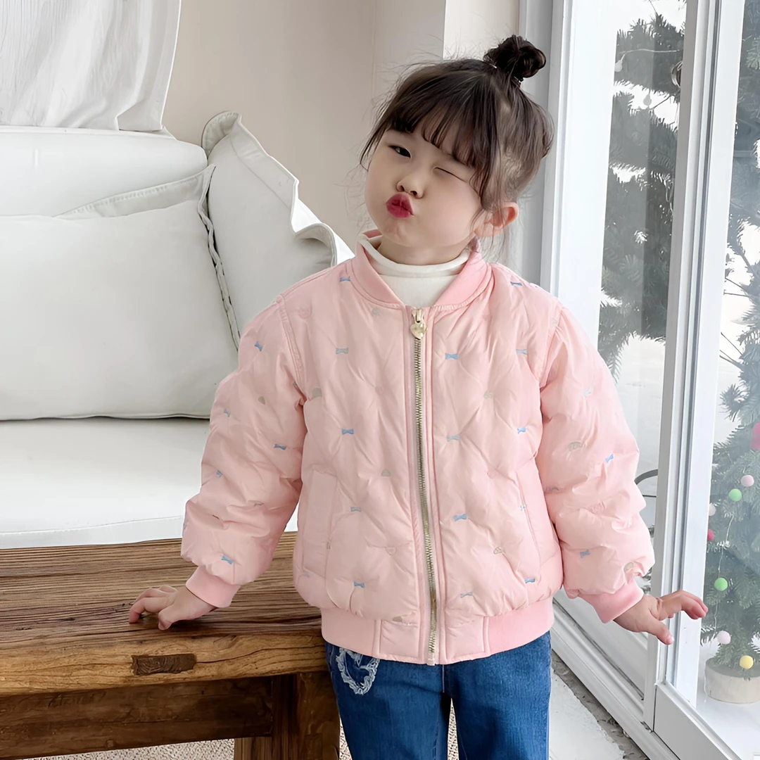 [RAINBOW]冬季儿童刺绣蝴蝶结羽绒服R9113