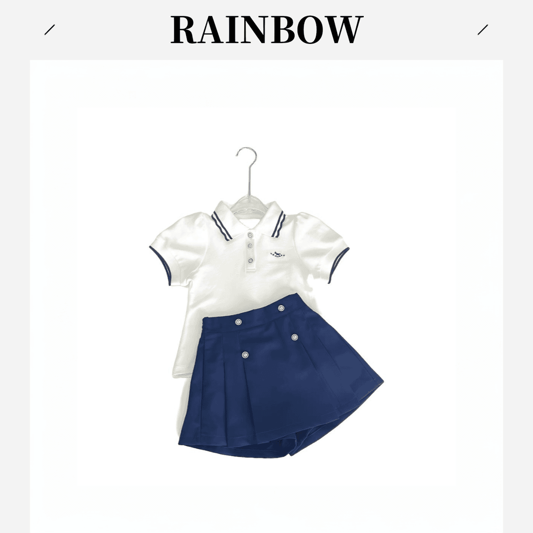 [夏·月下白茶花]儿童白色学院风套装R9238