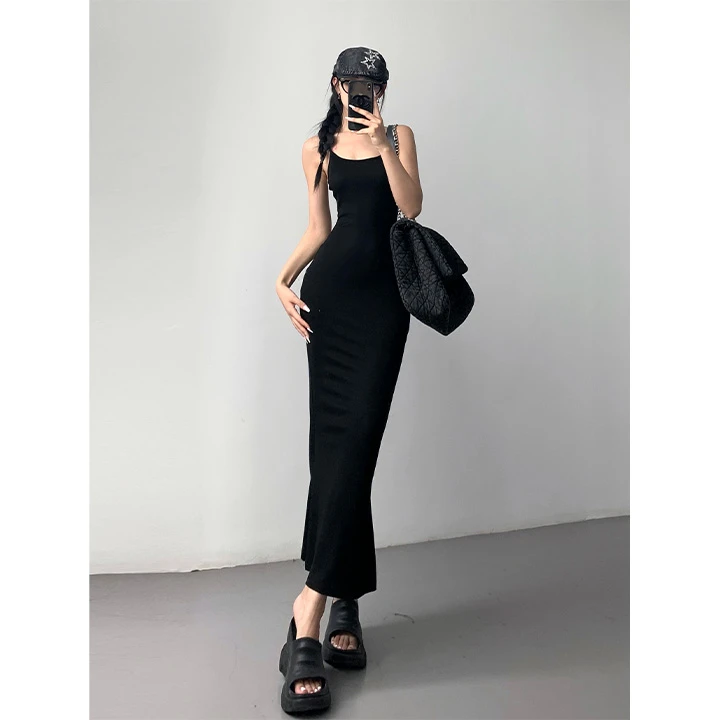 卡戴珊同款高个子夏季欧美性感吊带连衣裙气质修身鱼尾辣妹长裙