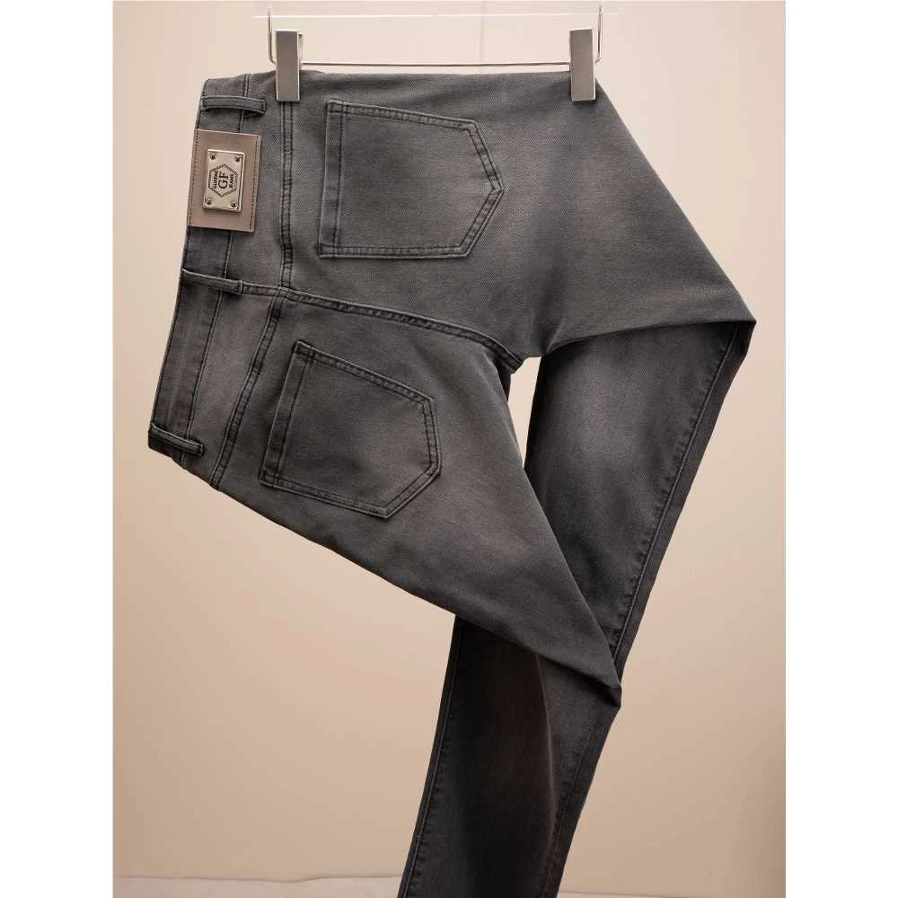 2025秋冬加绒新款百搭九分长裤尼纳灰牛仔裤修身小脚裤弹力男裤子