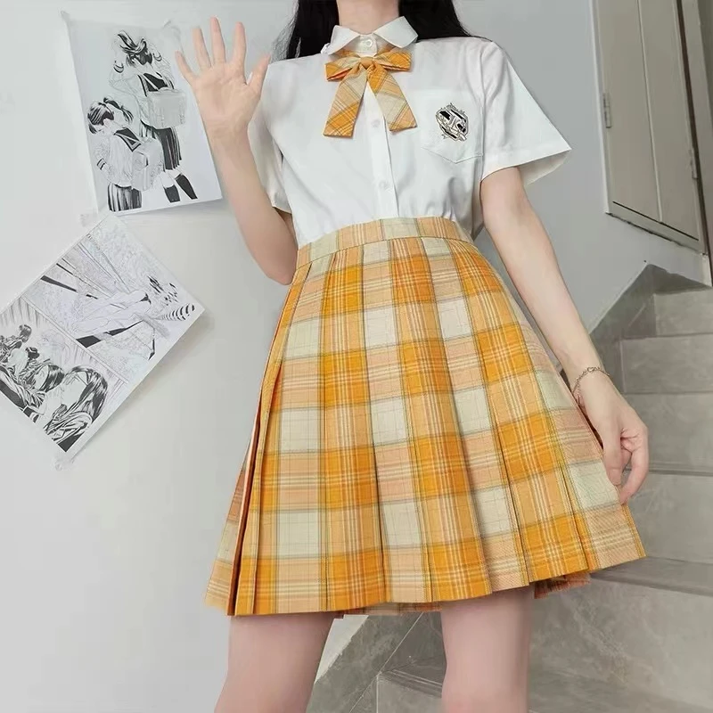 【格裙/落日橘海/想peach jk】橙色格裙全涤褶子锋利