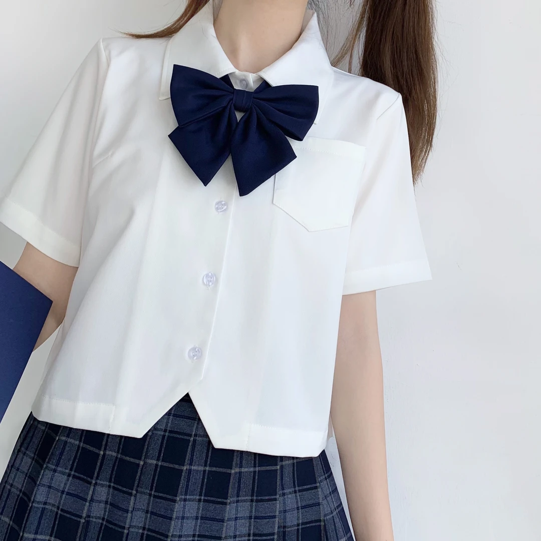 [衬衫合集]jk学生纯色日系学院风衬衣夏季甜美百搭白色短款风琴褶