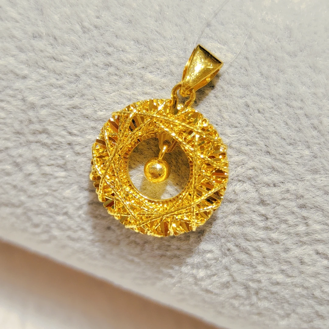 赛菲尔万足®足金蜂巢拉丝平安扣吊坠